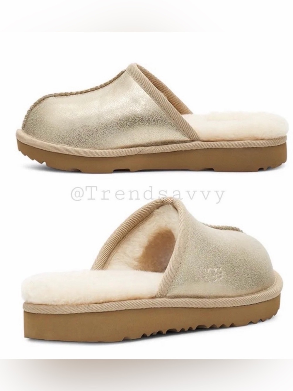 UGG Keegan Metallic Gold Slippers 13 Little Kids Faux Fur Lined Winter Cozy Gift